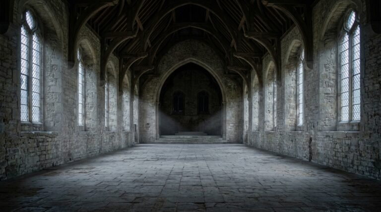 Empty medieval great hall illustrating the House of the Dragon season 3 finale build-up
