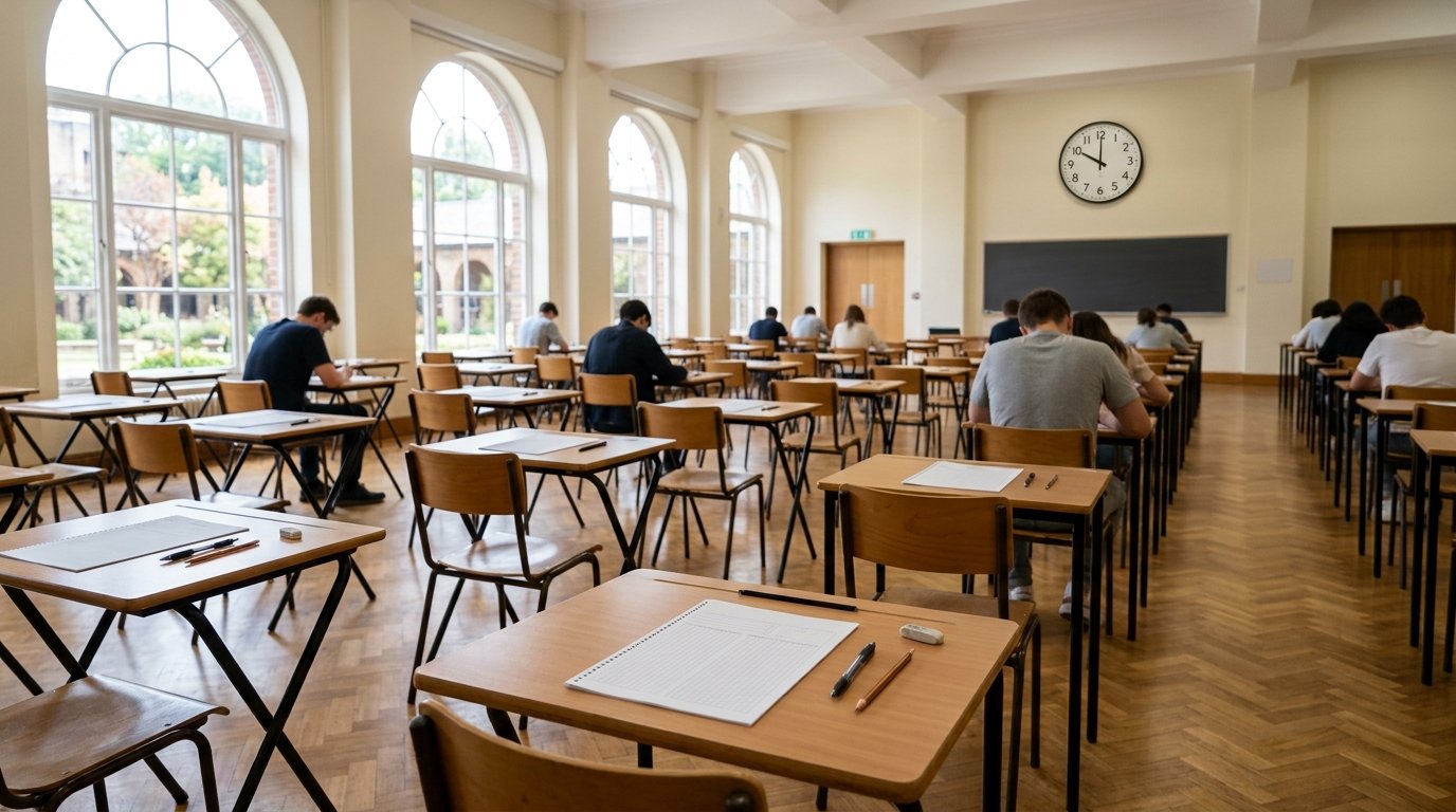 AKU entry test 2026 — an exam hall set up for the admission test