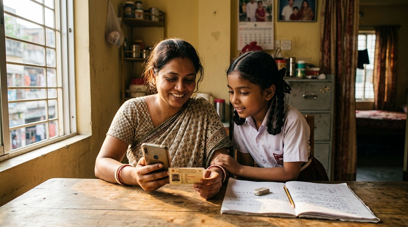 Mother checking Benazir Taleemi Wazaifa 2026 stipend details for her school-going child