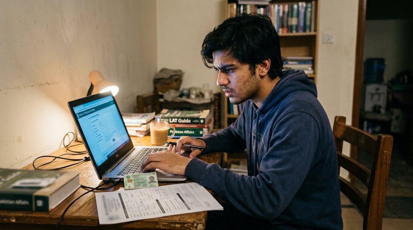 Student completing LAT 2026 registration online before the 10 August last date