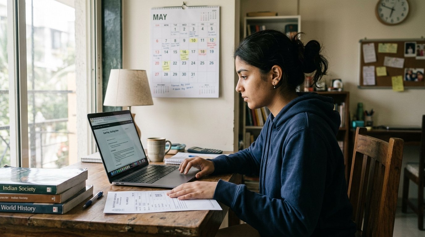 Student checking the inter result 2026 date on a board website