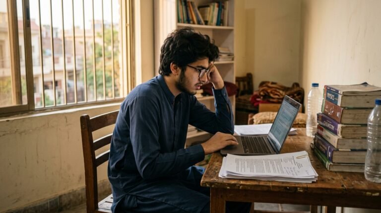 Student checking online for the MDCAT 2026 roll number slip release