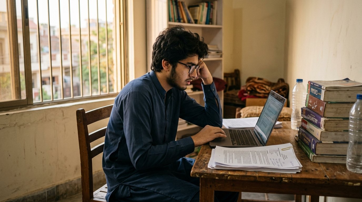 Student checking online for the MDCAT 2026 roll number slip release