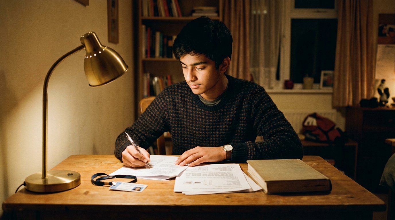 Student preparing documents before MDCAT 2026 exam day