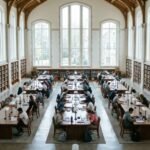 Students studying in a public reading room, illustrating gov scheme educational news for readers worldwide