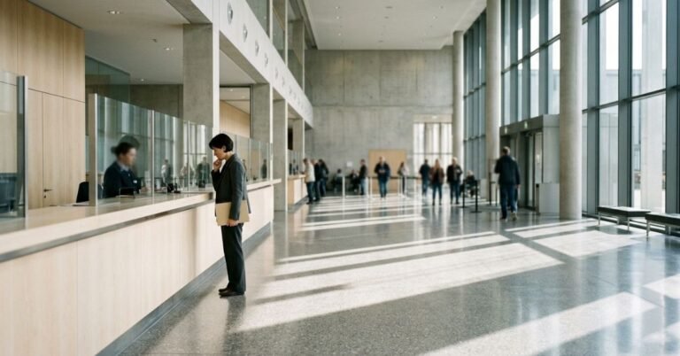 Applicant submitting papers during the document attestation process