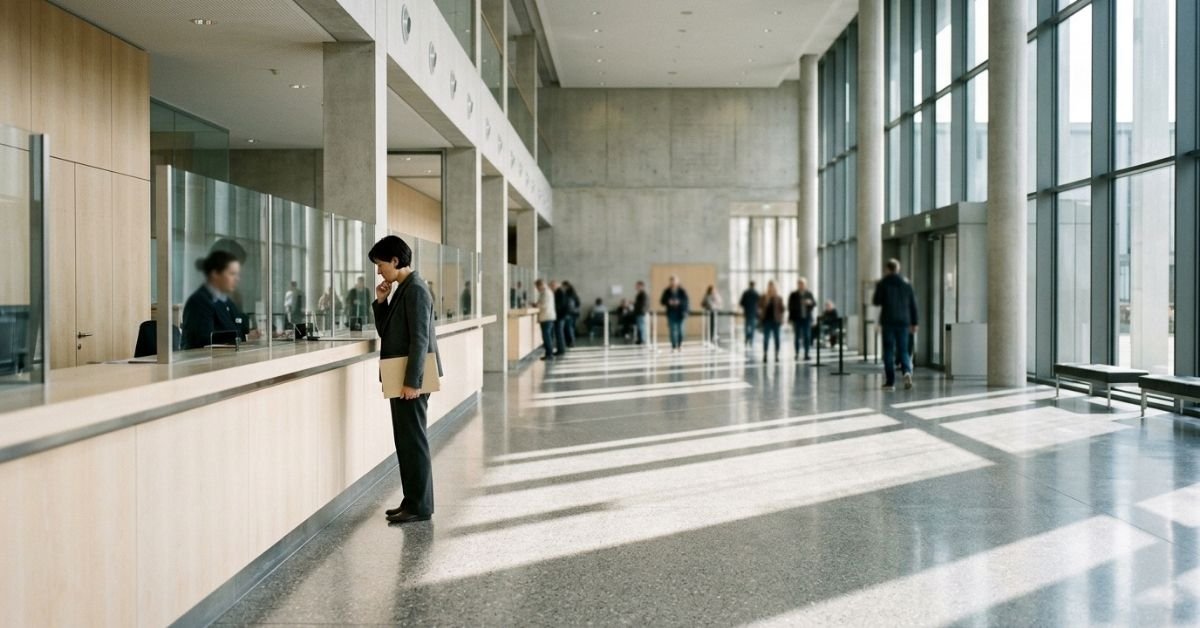 Applicant submitting papers during the document attestation process
