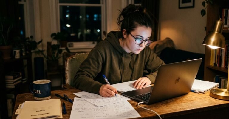 Applicant preparing a file for fully funded scholarships for international students.