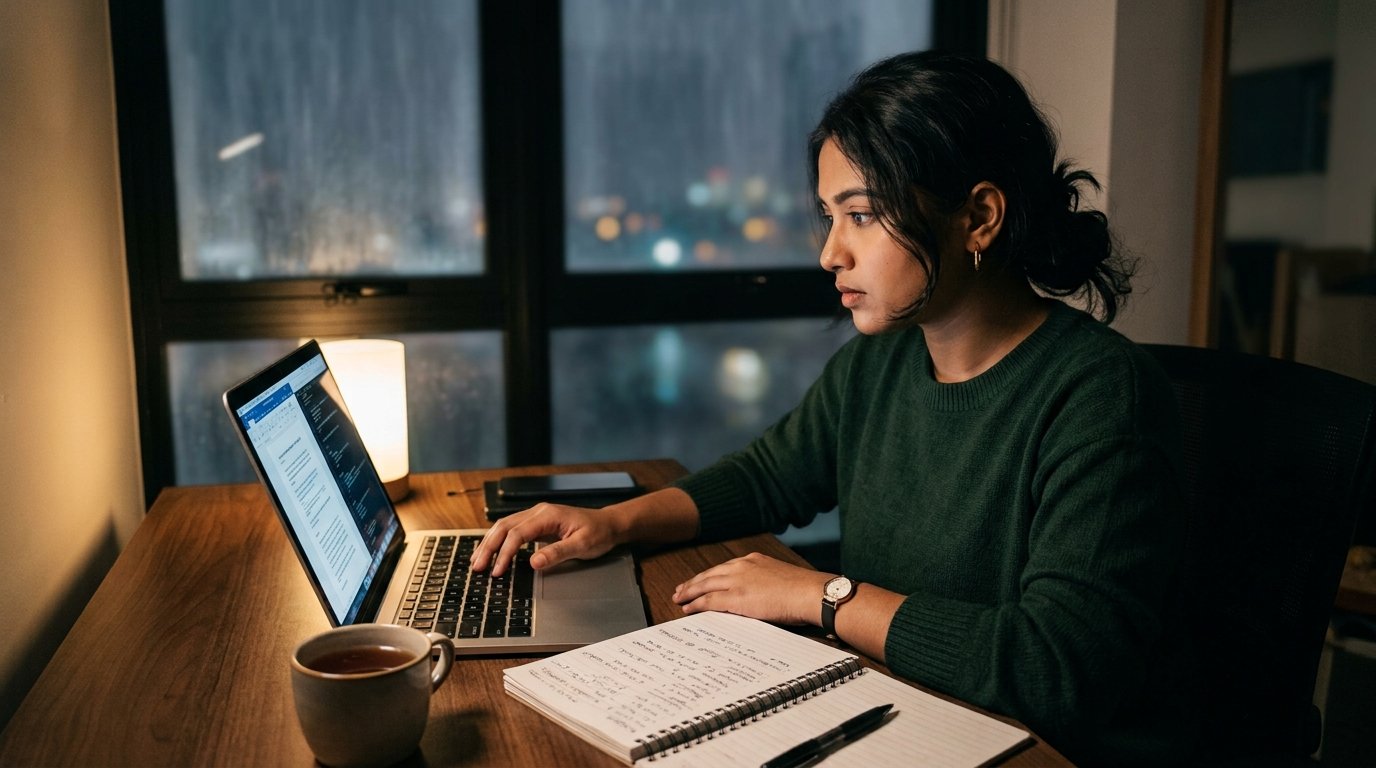 Applicant drafting essays for the Chevening Scholarship 2027 application