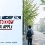 MEXT Scholarship 2026 guide banner showing a Japanese university campus