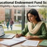 Student reviewing Punjab Educational Endowment Fund scholarship application papers
